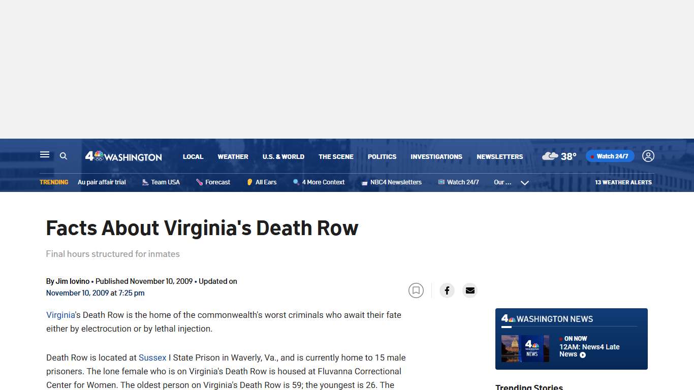 Facts About Virginia’s Death Row – NBC4 Washington