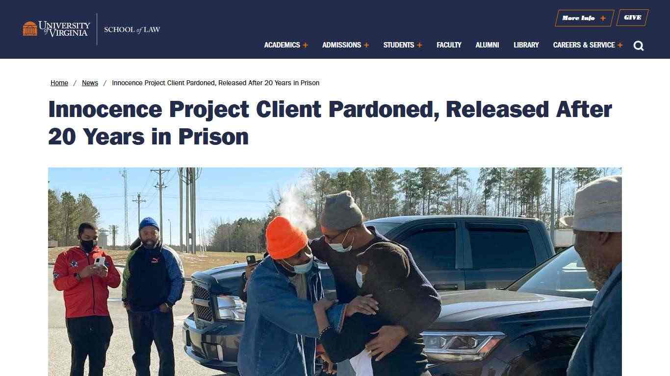 Innocence Project Client Pardoned, Released After 20 Years in Prison | University of Virginia School of Law