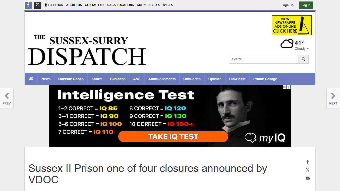Sussex II Prison one of four closures announced by VDOC | News | thesussexsurrydispatch.com